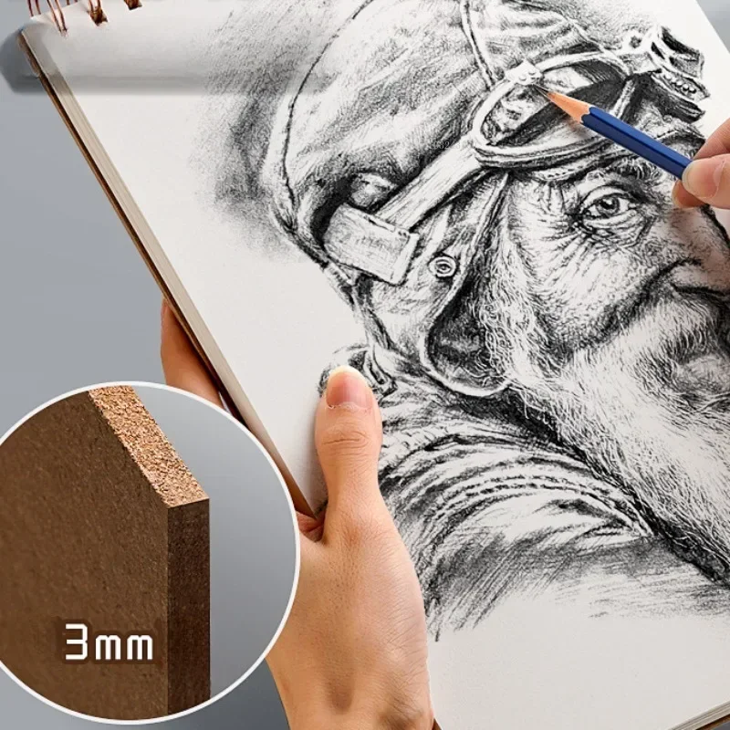 종이 스케치북 커버 책, 하드 드로잉, 두꺼운 그림, 오일 수채화 찢어진 스케치 아트, 3mm 쉘