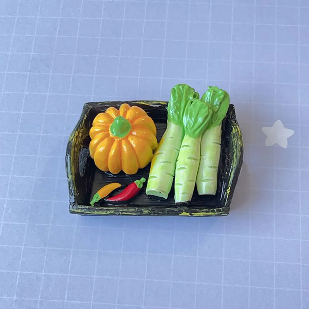 

4 Pcs Vegetable Basket Resin Ornament Miniature Food with House Decorative Model Toy Room