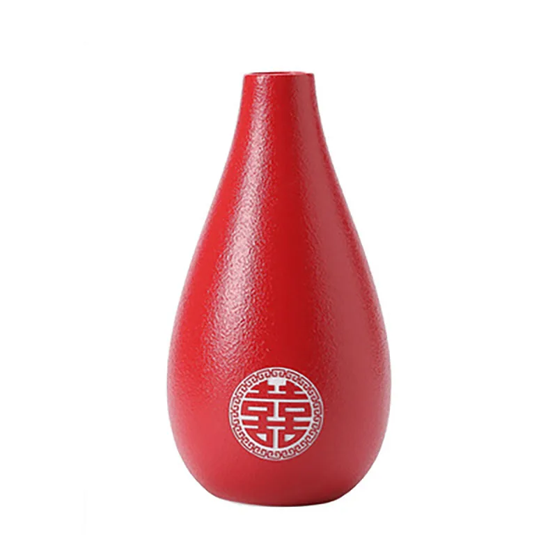 Red Ceramic Vase for Wedding, Festive Flower Storage, Decorative Ornaments, Simple Gifts, Modern Home Decoration, Living Room
