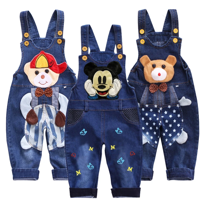 Baby Mickey denim overalls children autumn Infant Rompers child bib pants kids boy trousers for toddler suspender jeans |
