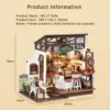 Robotime DIY Wooden Dollhouse Set  NO.17 Coffee Model Building Set with Accessories and LED Model Kit for Adult and Children 6