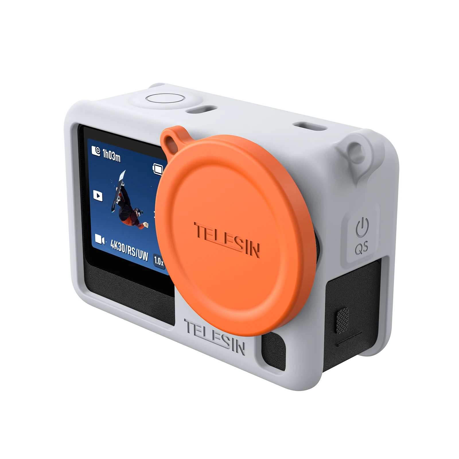 TELESIN Silicone Protective Case with Lens Cap and Safety Hand Rope - Drop Proof Cover