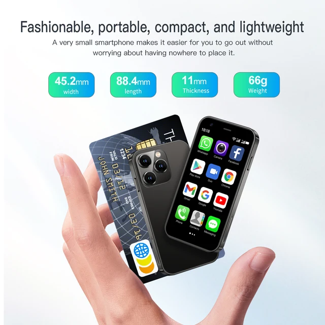 SERVO -Mini Smartphone 15SE, 3G WCDMA, Système Android, WiFi, Hotspot Play, PR3.0 ", Affichage, Petit Palmier, Matin, Touristes intelligents, EpiStandby 6