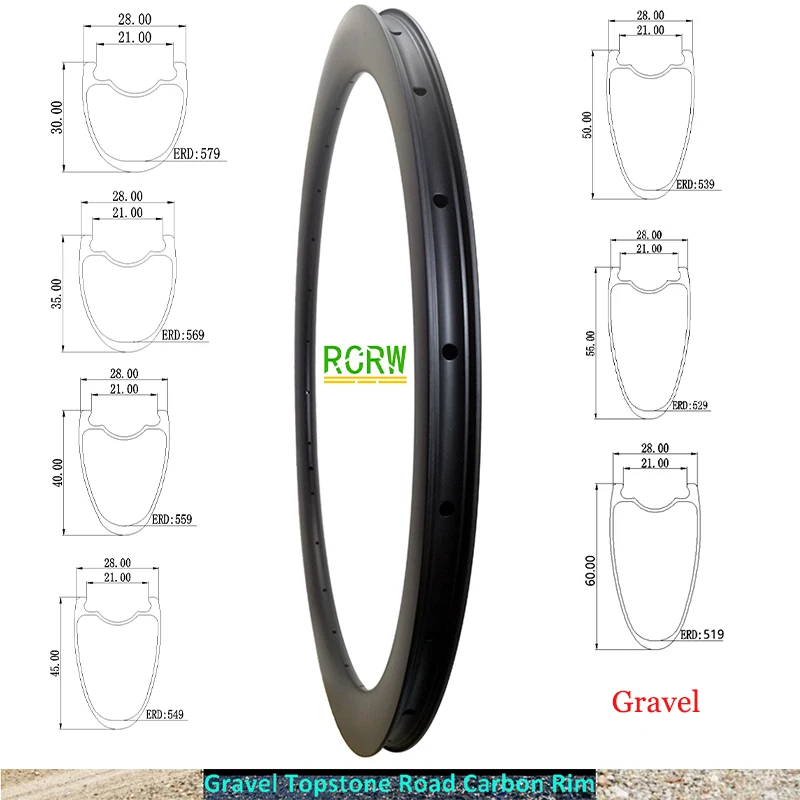Jante Carbone 700C Pour Gravel - Profondeur 40-60mm, Largeur 34mm, Tubeless, 28 Trous, Neuve, Garantie 3 Ans