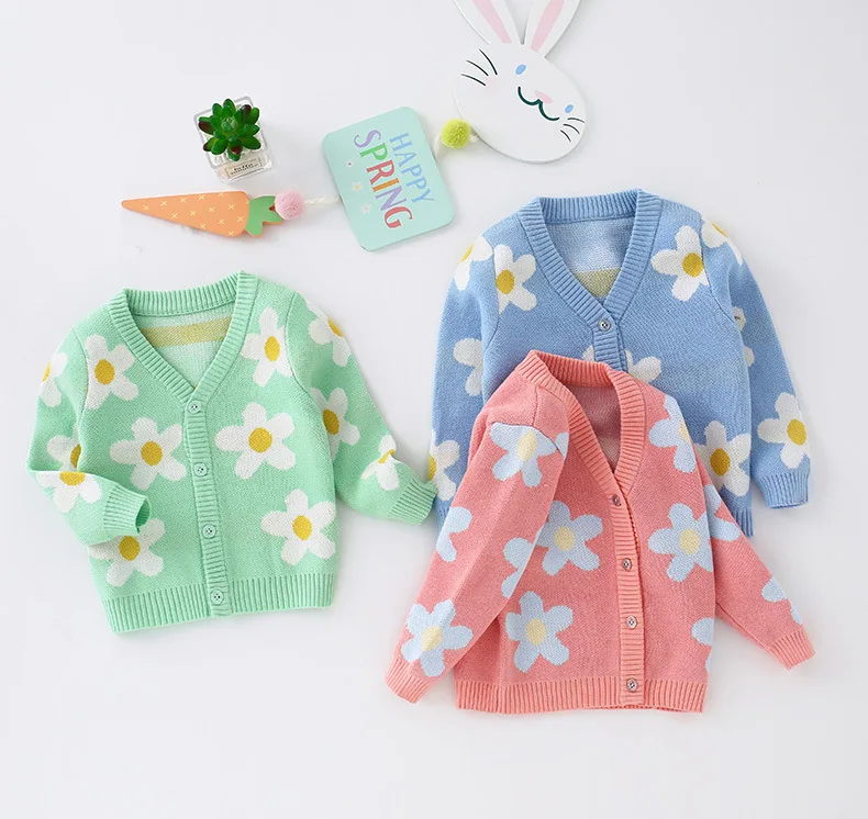 

Baby Cotton Cardigan Coat Spring and Autumn Knitted Sweater for Boys and Girls Autumn Clothing for Girls New Style