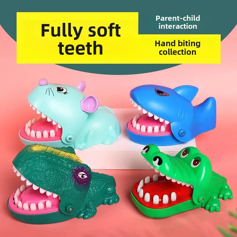 Large Size Sound And Light Biting Hand Shark Crocodile Mouse Dinosaur Children Tooth Bite Soft Toy Prank Relief Toy