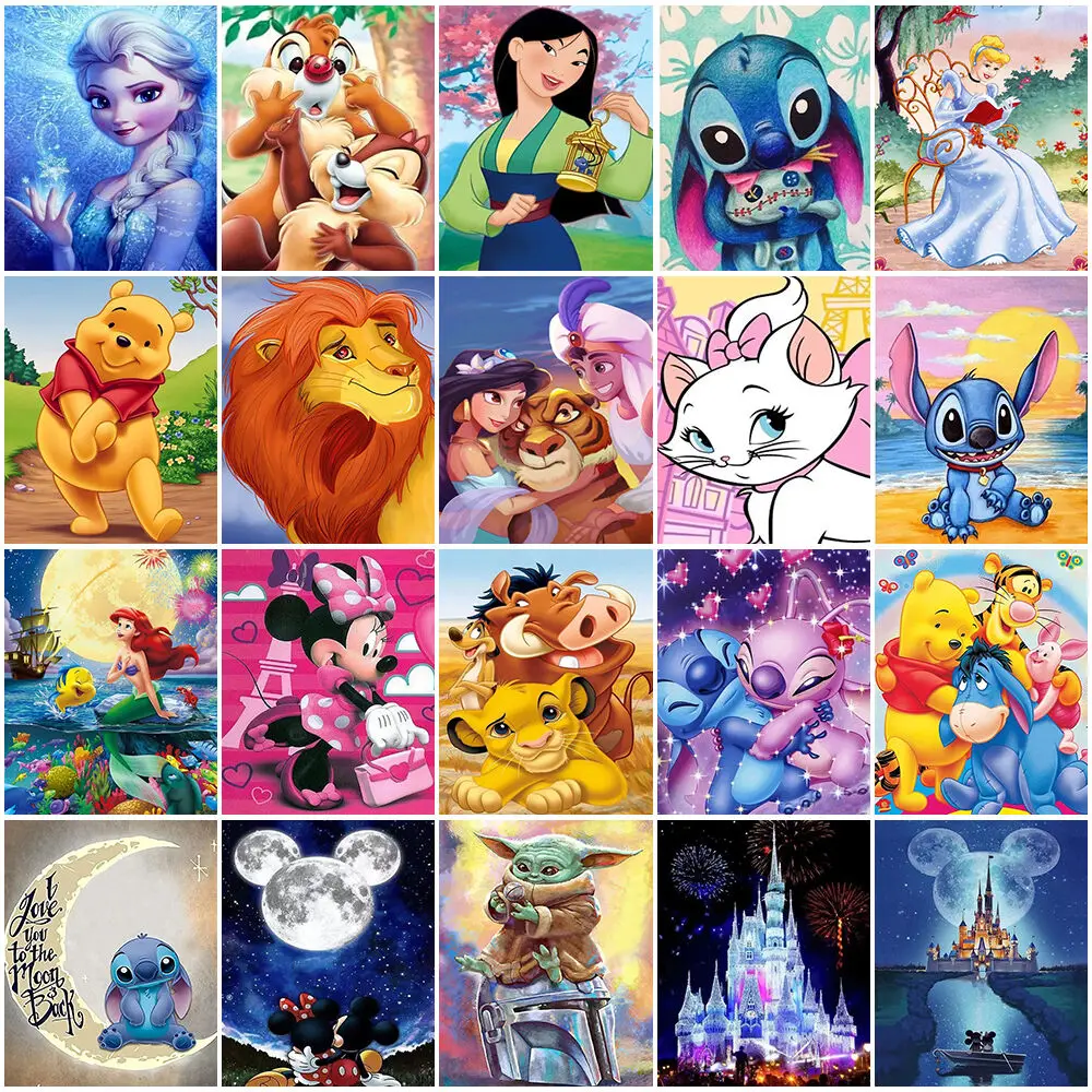 

Disney 5D DIY Diamond Painting Cartoon The Lion King Lilo and Stitch Diamond Embroidery Art Mosaic Home Wall Decor