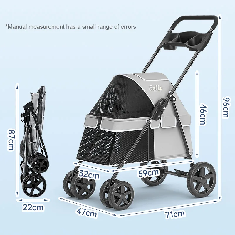 Bello 2023 Travel Carrier Easy One-Hand Fold Luxury Pet Dog Stroller 4  Wheels Lightweight Strollers for Puppy - AliExpress