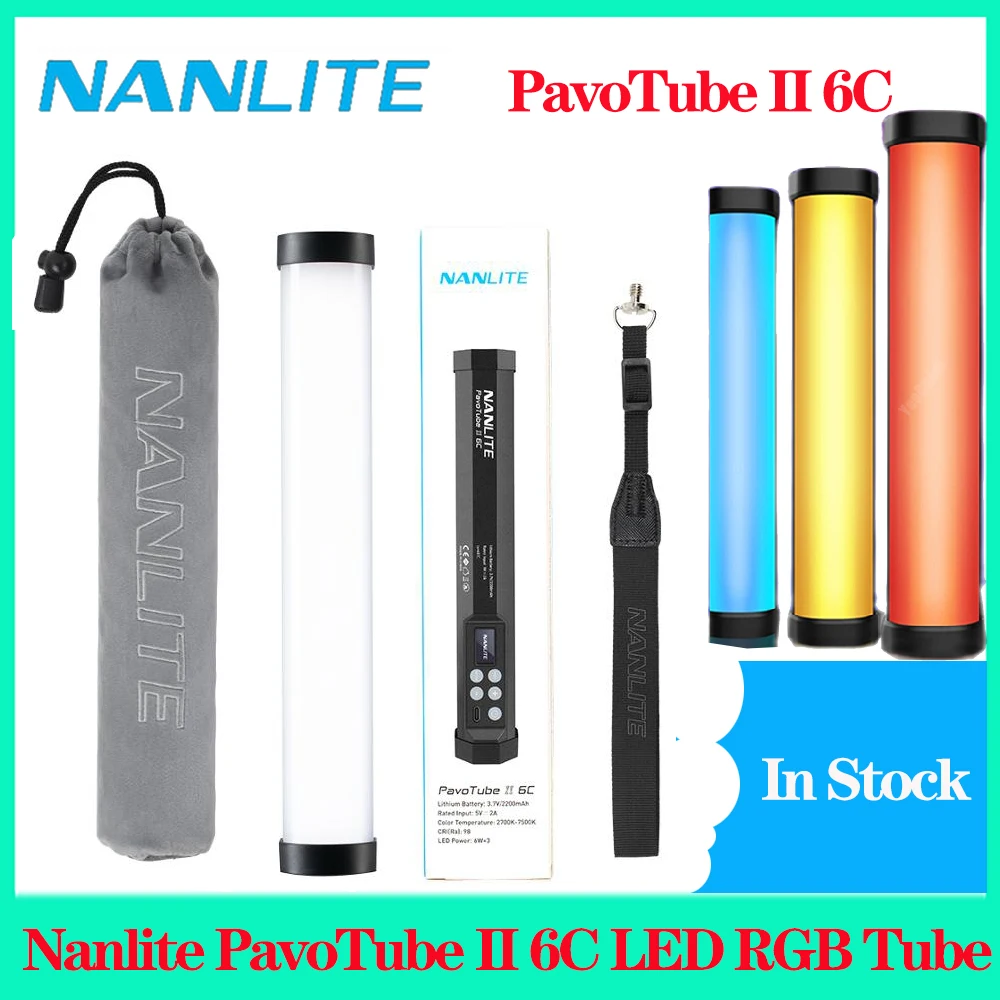 

Nanlite PavoTube II 6C LED RGB soft light Tube Portable Handheld Photography Lighting Stick CCT Mode Photos Video Nanguang