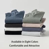 8 Pairs of Men's Spring and Autumn Pure Color Simple Ear Protection Fashionable Versatile College Style Summer Breathable Socks 2