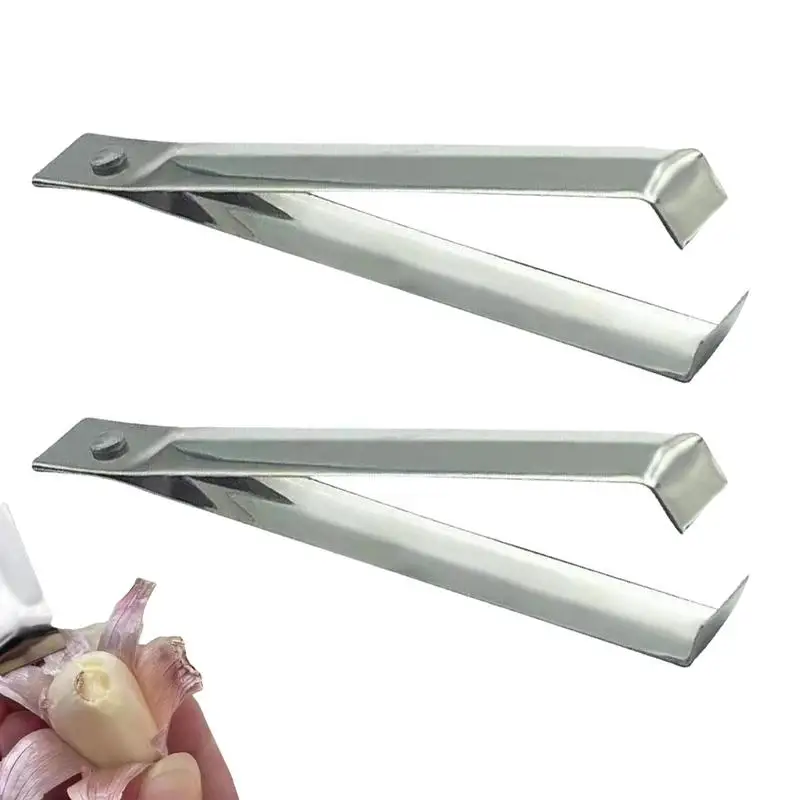 

2pcs Fish Bone Tweezers Stainless Steel Flat Slant Tongs Pliers Bone Removal Tool Garlic Peeler For Cooking Garlic Vegetables