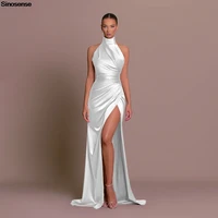 Womens Elegant Long Formal Evening Cocktail Party Dress Sexy High Split Ruched Bodycon Wedding Guest Bridemaid Maxi Dress - Image 3