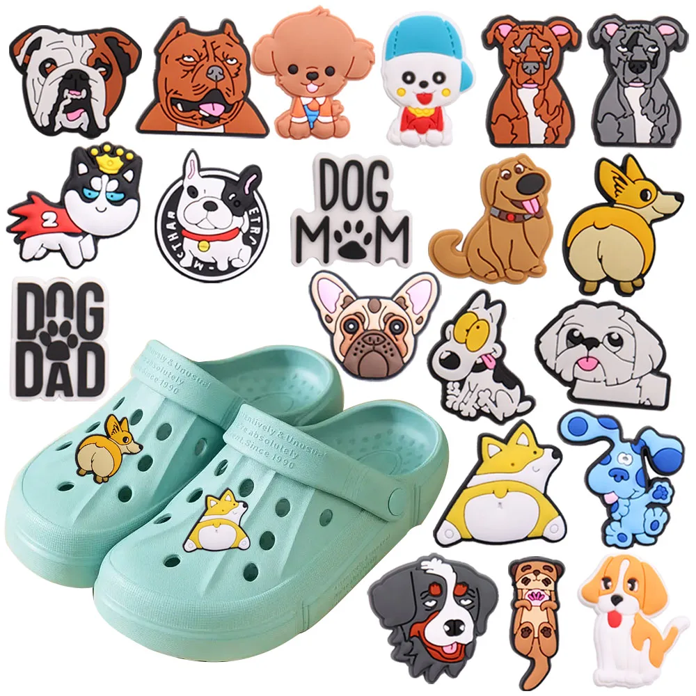 1-9PCS PVC Kawaii Animal Croc Charms Fit Wristbands Kinds Of Dog Mom Dad  Shoe Decoration Buckle Slipper Accessories Xmas Gifts - AliExpress