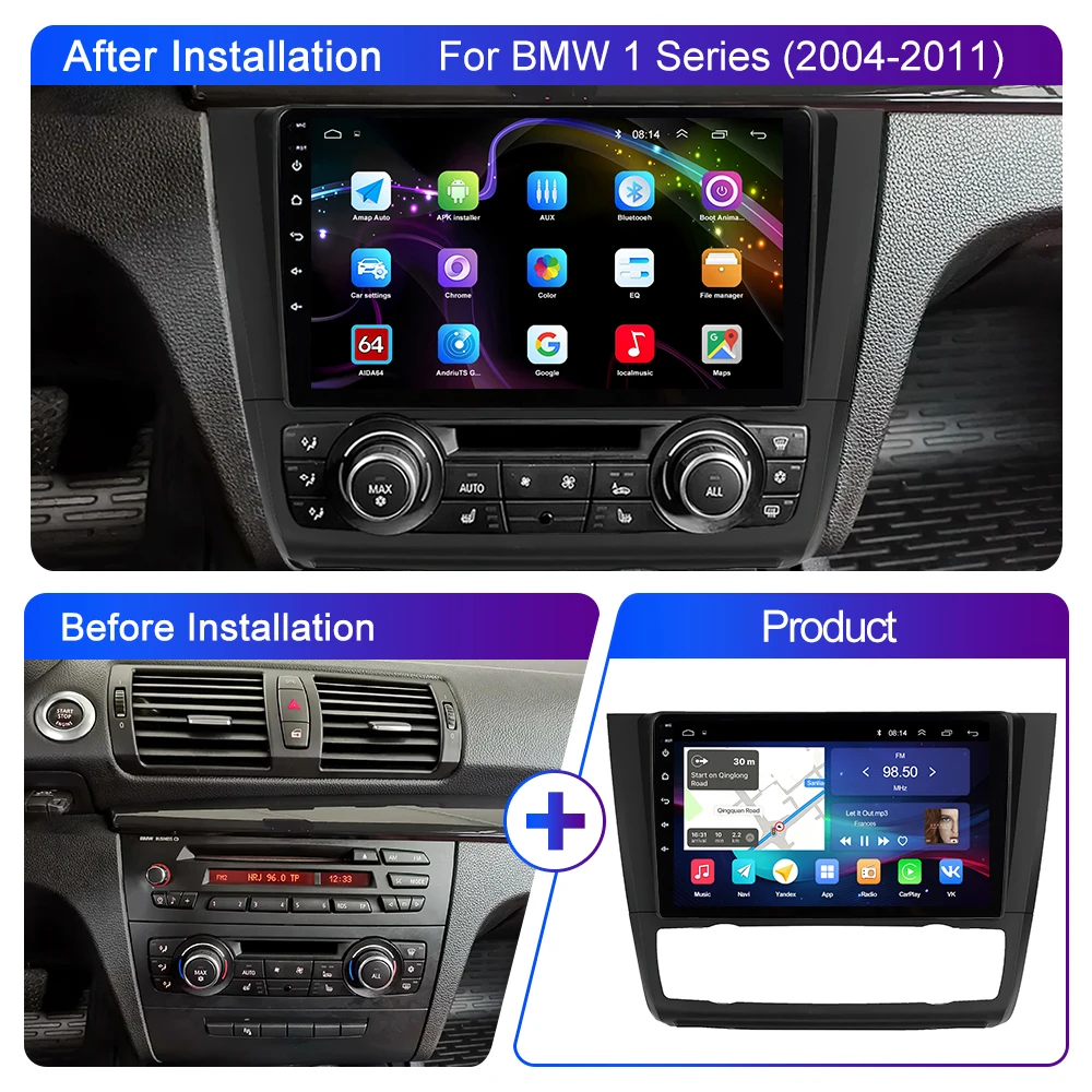 LEHX L6Pro ڵ  Ƽ̵, ȵ̵ 12, BMW 1 ø E81 E82 E87 E88 AT 2004 - 2012 ī÷, GPS Serero Auto Dsp, 2 din