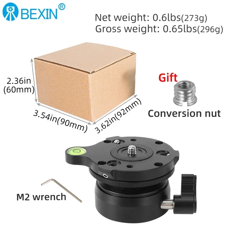Tripod Ball Head Video Tripod Head Level Adjuster Base Half Ball with Offset Bubble Level Quick Release Mount Adapter For DSLR Cameras