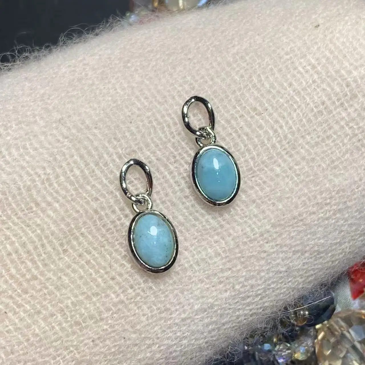 Natural Larimar 925 Sterling Silver Stud Earrings for women Jewelry Gift blue Prevent allergy gem jewelry Genuine stone
