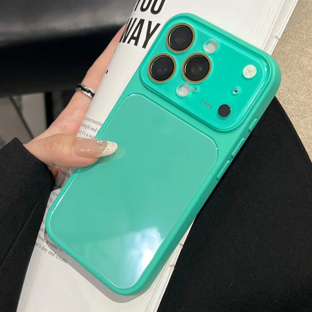 Luxury Candy Color Shockproof Glossy Glass Phone Case with Camera Protection