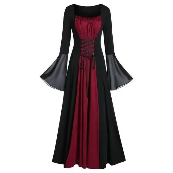

Halloween Medieval Renaissance Vampire Dress for Women Vintage Cosplay Pirate Viking Costume Witch Carnival Dress Up Party