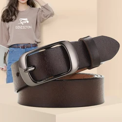 New Women Genuine Leather Belt For Female Strap Casual All-match Ladies Adjustable Belts Designer High Quality Brand