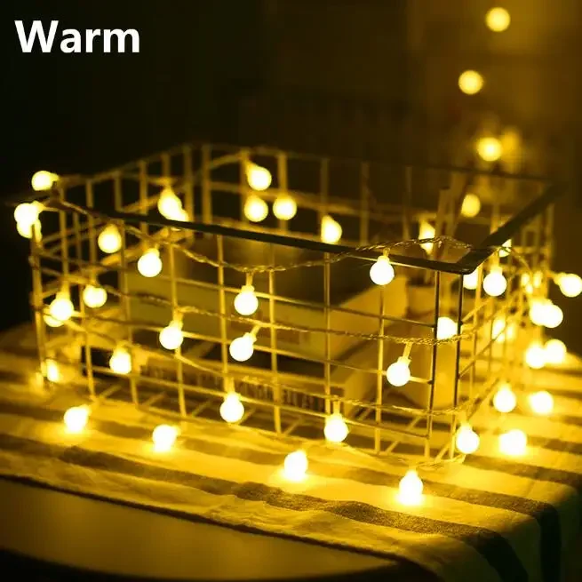 Guirnalda de luces LED con forma de bola alimentada por USB y batería, para exteriores, para Navidad, Año Nuevo, bodas, fiestas, camping, decoración