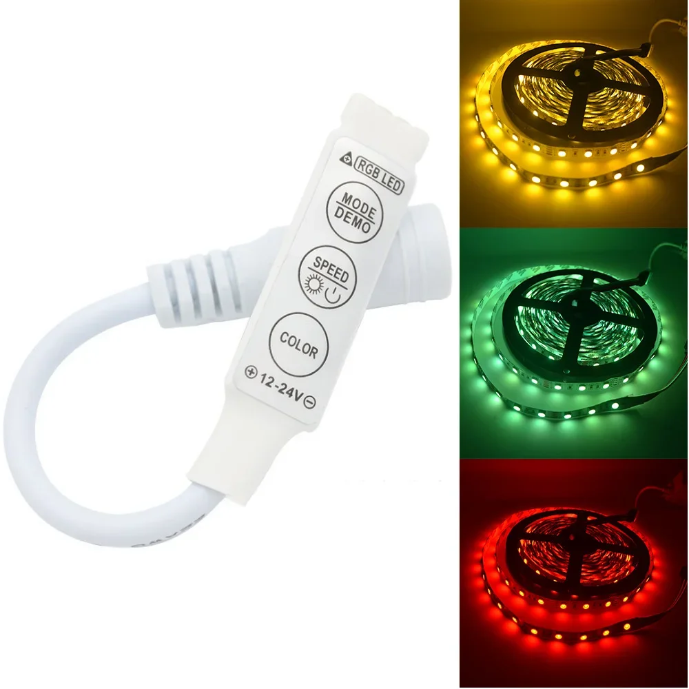 

1Pcs Led Controler Mini IR DC12V-24V RGB Controller Dimmer 3 keys Connector Control 3528 2835 5050 LED Strip Lights decoration