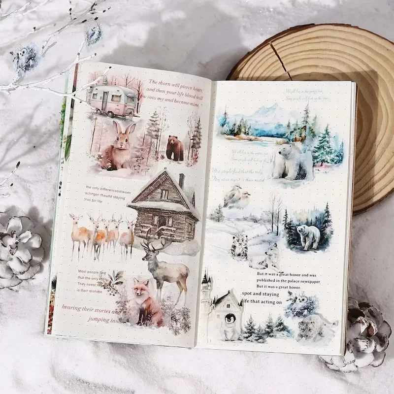 1Roll Adhesives Supplies Decoration Snowy Tape washi tape Loop Handbook Forest Winter Forest Supplies Scrapbook 60mm*2m tapes 2
