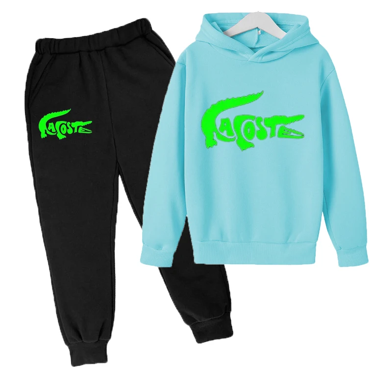 kids Spring and Autumn Hoodie Boys and Girls Sports Set Casual Jogging Sports Top+Pants 2-12 Year Old Printed Cartoon Anim 2