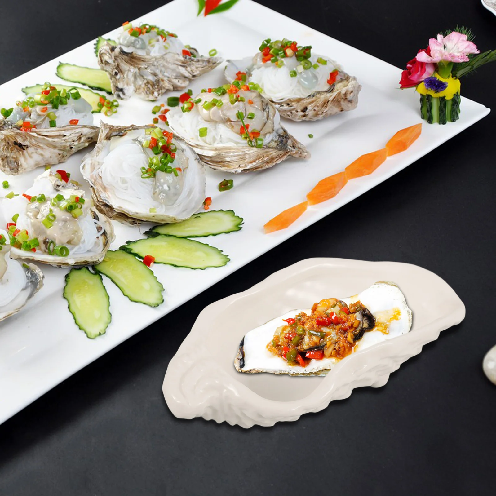Ceramic Sushi Sashimi Plate Oyster Shell Dish Irregular Food Tray Bread Dipper Dessert Serving Platter Snack Bowl Kitchen Plates
