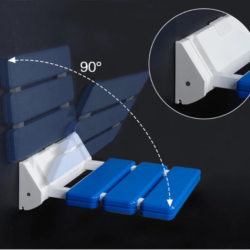Wall Mounted Shower Seats Bathroom Blue Shower Folding Chair Bath Chair Elderly Shower Spa Toilet  Bench Stool 5