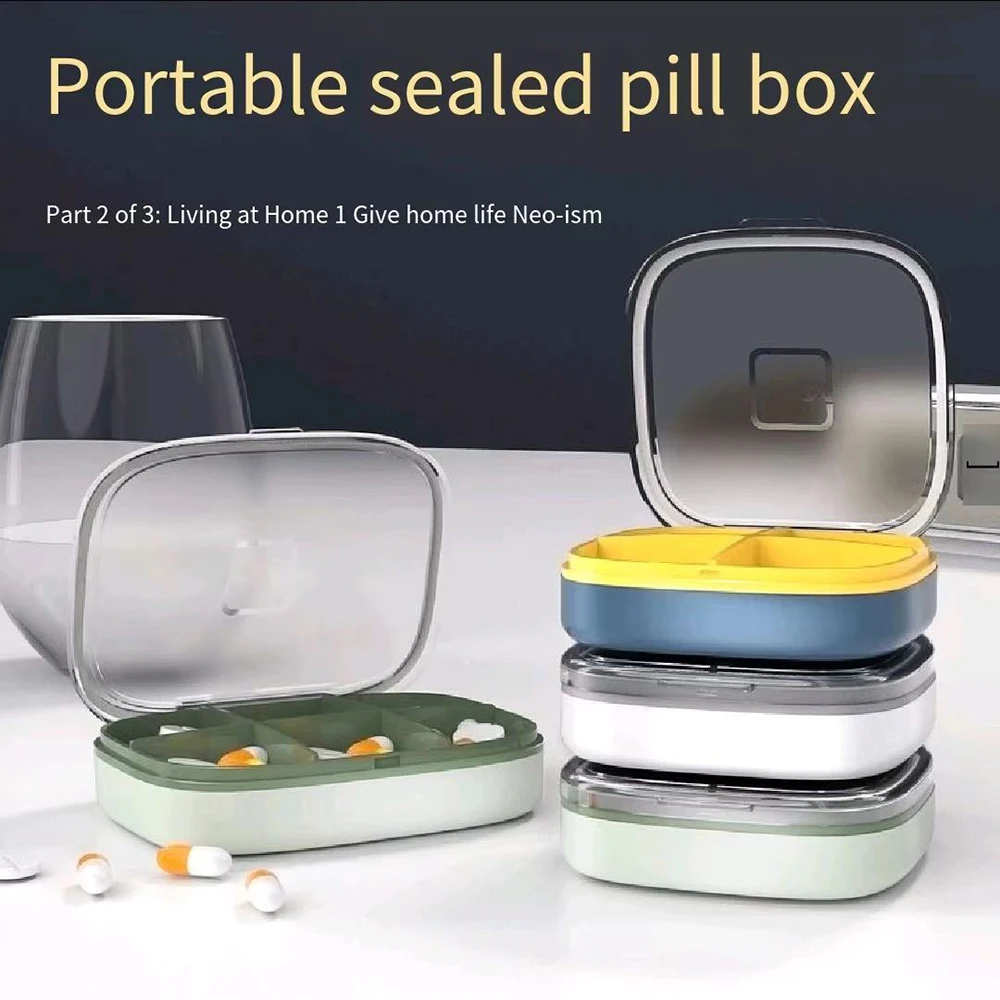 

Portable Sealed Medicine Box, Mini Storage Box, Large Capacity, Portable Travel Compartment, Moisture-Proof Day Medicine Box