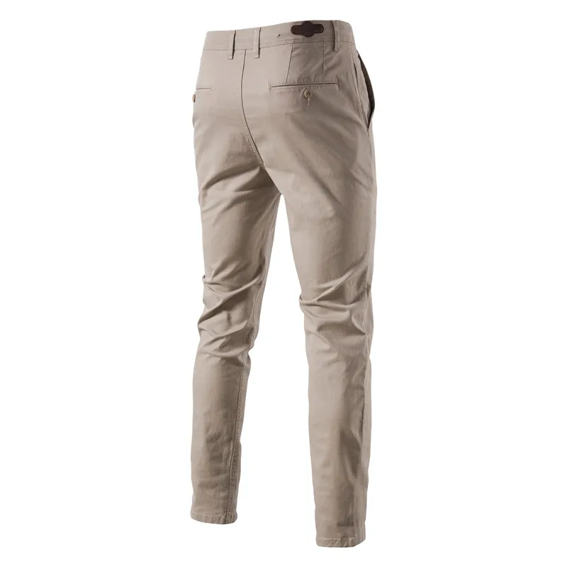 AIOPESON Pantaloni da uomo in cotone casual Pantaloni da uomo slim fit tinta unita Nuova primavera autunno Pantaloni da lavoro classici di alta qualità da uomo 3