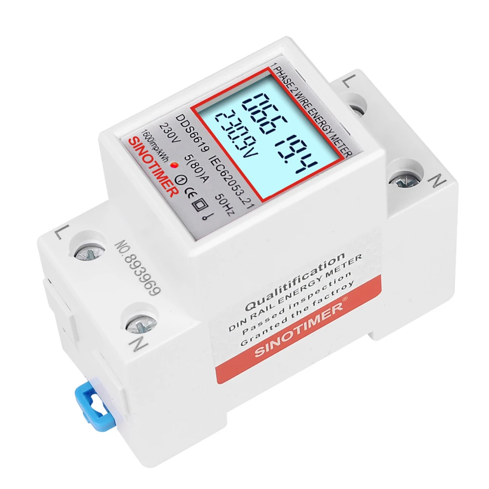 Digital Electricity Usage Monitor LCD Display 220V 230V Electric Energy Monitor Din Rail 50 60Hz Super Energy Saving for Indoor