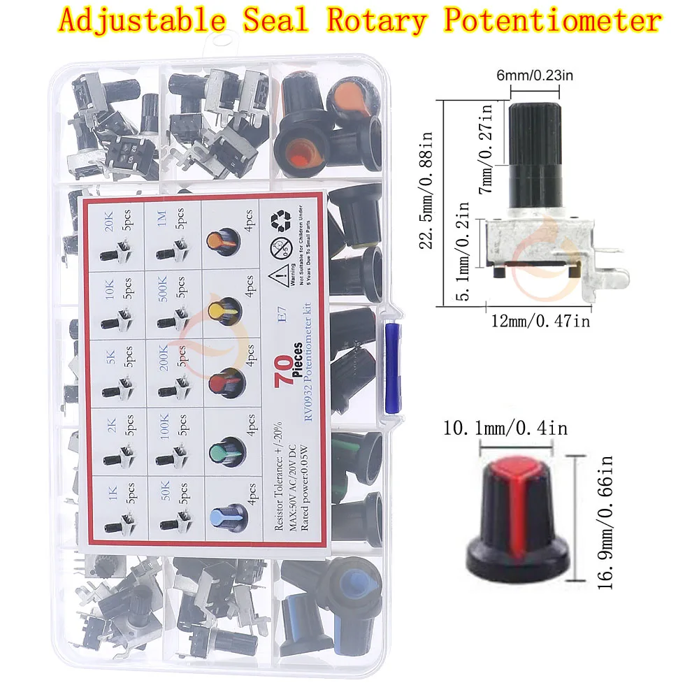 Wh148 Single Dual Potentiometer Mix Kit 3Pin 5Pin 6Pin Switch Audio Shaft Amplifier Sealing B1K 2K 5K10K 20K 50K 100K 250K 500K1