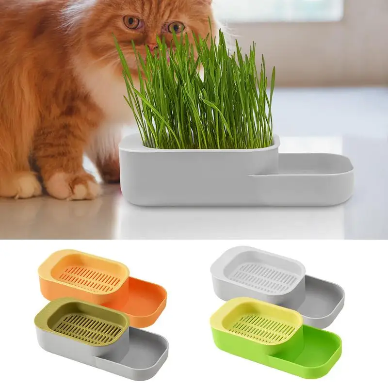 

Cat Grass Planter 2-In-1 Hydroponic Planting Box Container Sprout Dish Growing Pot Hydroponic Planting Box Soilless Growing Kit