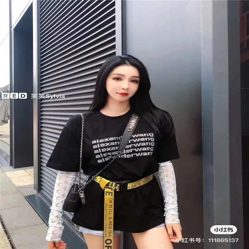 트렌디 브랜드 패션 벨트 남녀공용, 같은 스타일, 힙합 산업 스타일, 노란색 자수 벨트