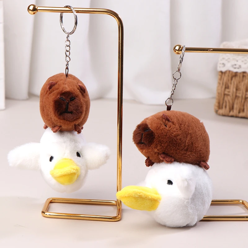 

Flying Capybara Keychain Pendant Plush Toy Water Guinea Pig Duck Keyring Animal Filling Doll Backpack Charms Car Bag Decor