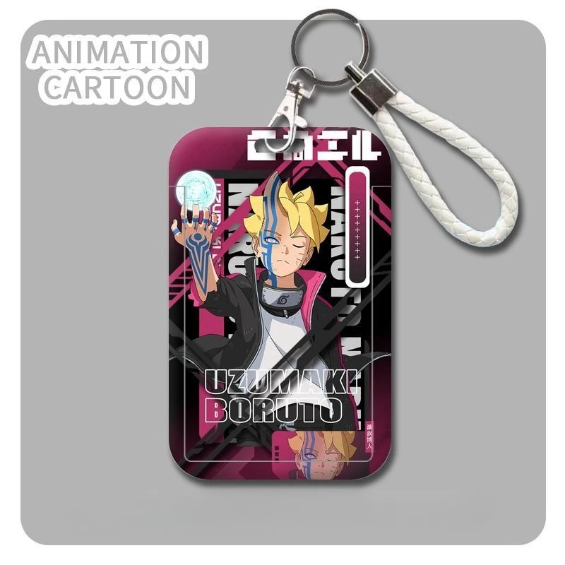 Naruto & Sasuke Cartoon Card Holder with Anti-Loss Case and Pendant