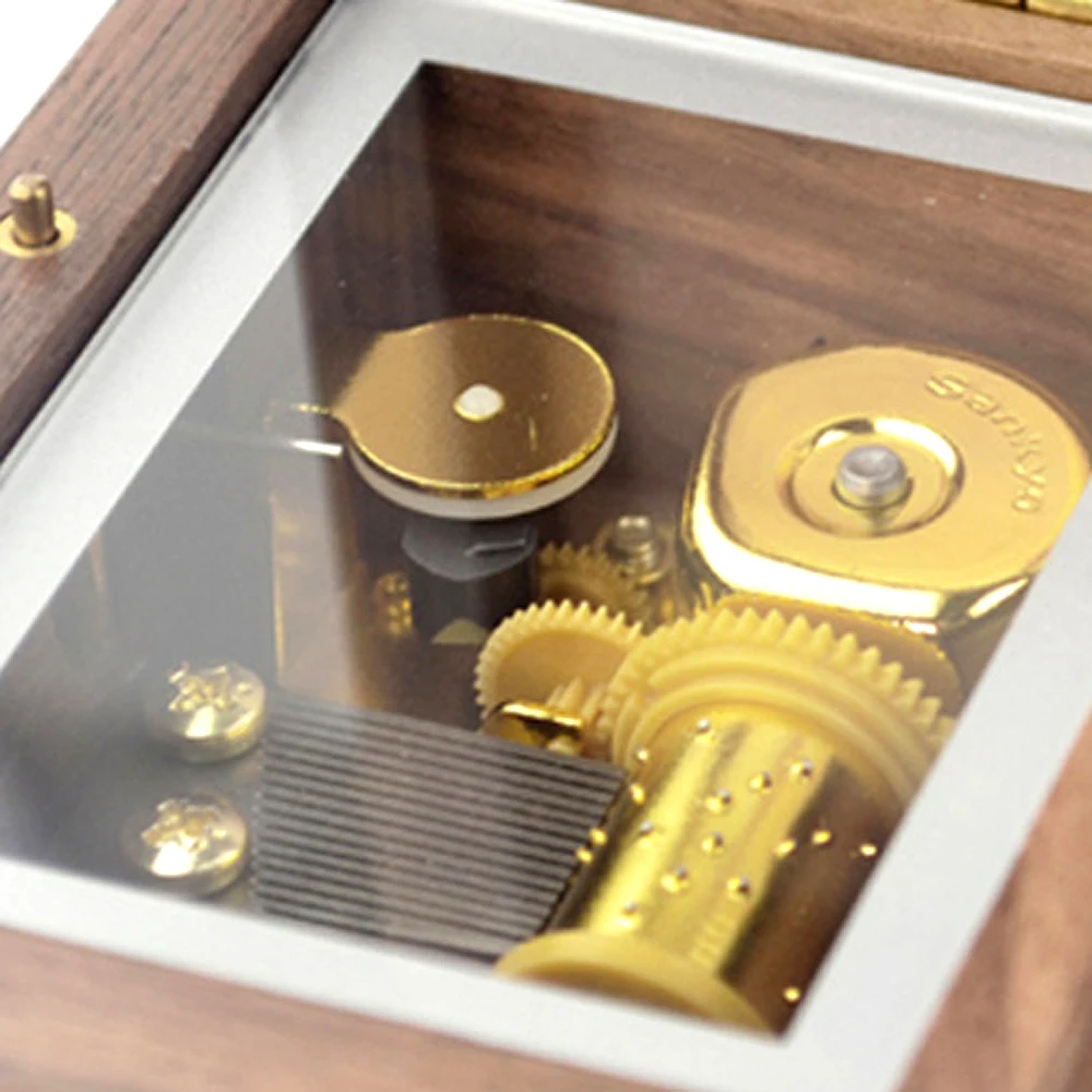 Music Box Hand Cranked Wood Music Box