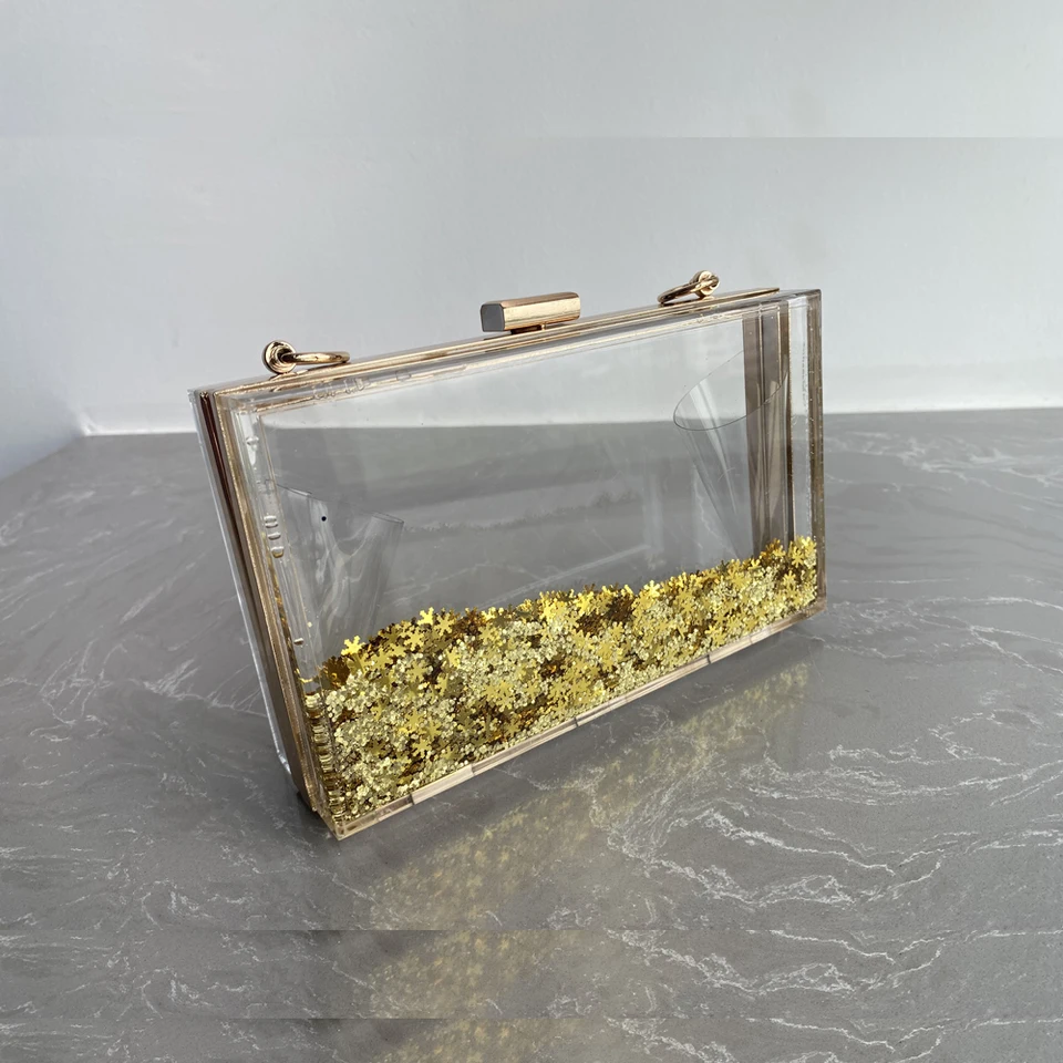 Borsa a tracolla trasparente da donna alla moda con perline a catena a tracolla in acrilico trasparente borsa a mano messaggeri femminili borsa a conchiglia trasparente per le donne perline a tracolla