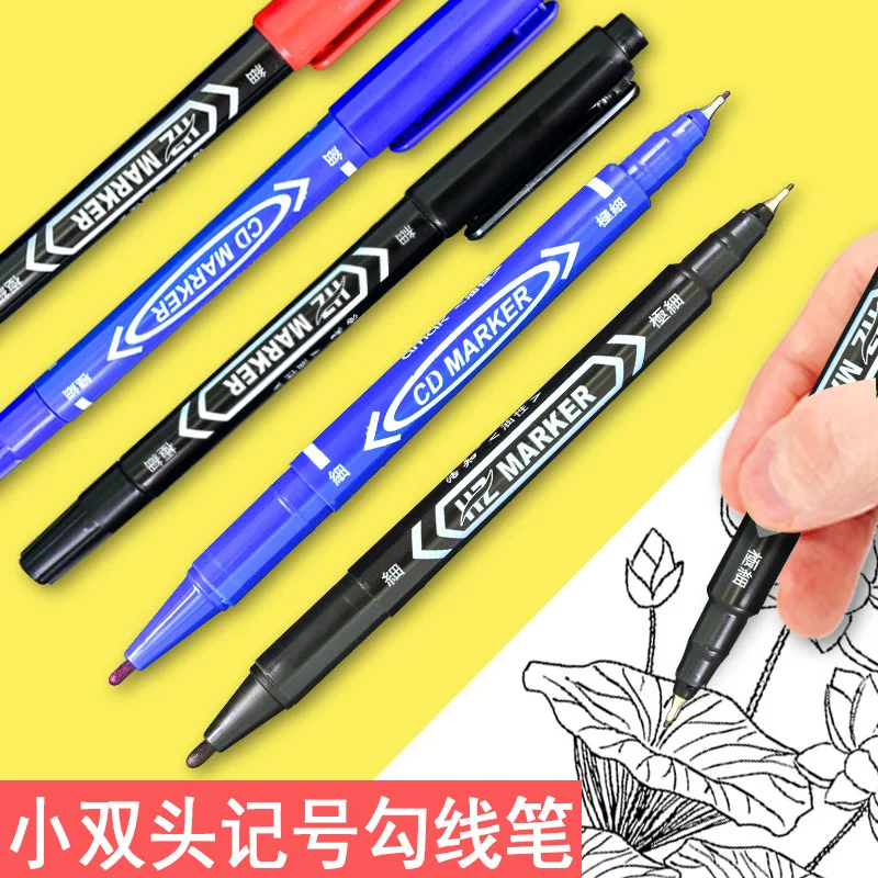 

9PCS Double headed line drawing pen art marking pen water-based oily color mark note marking pen