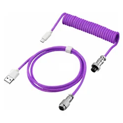 Enhanced Coiled USB Type C Cable with Aviation Connector - 3m (PURPLE)