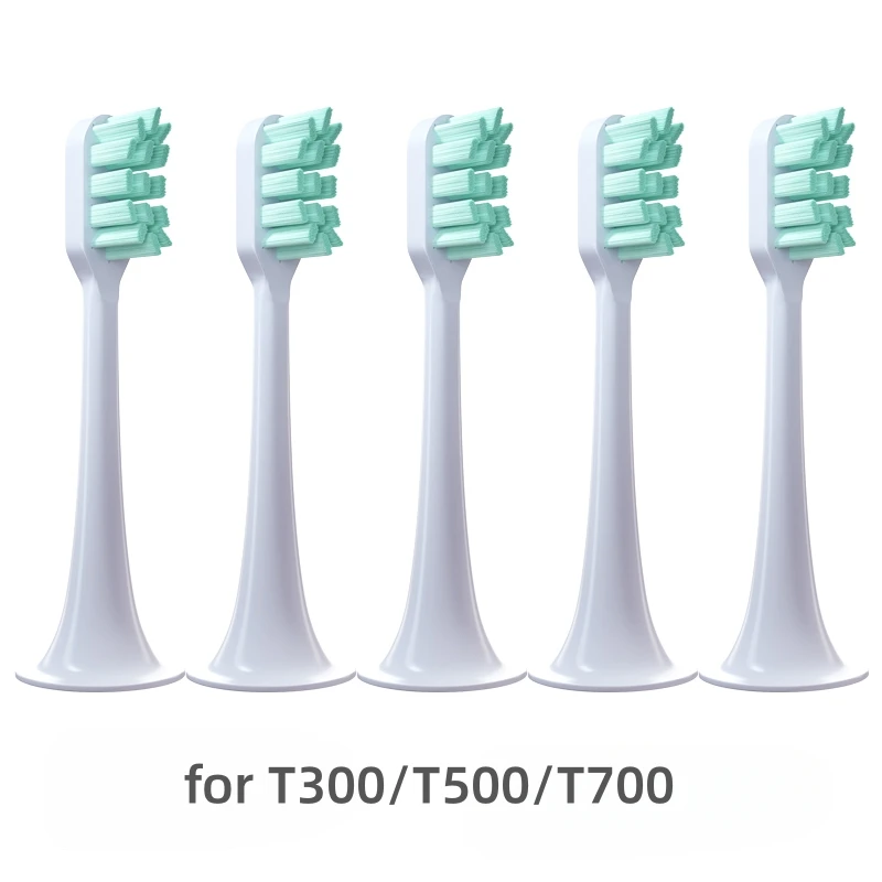 5 Testine Per Xiaomi Mijia T300/T500/T700 Spazzolini Elettrici Sonici Setole Arrotondate Con Tappo Antipolvere Rimuovi Macchie