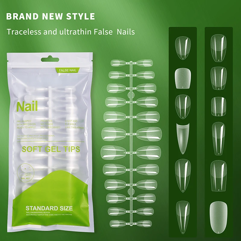 Ballet False Nail 120pcs/bag Fully Transparent Acrylic Nails Set Press on Tips Mixed Size Faux Ongles Fantaisie