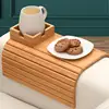 Couch Cup Holder Bamboo Wood Sofa Armrest Tray Foldable Sofa Cup Holder Anti-Slip Couch Arm Cup Holder Sofa Side Storage Tray 1