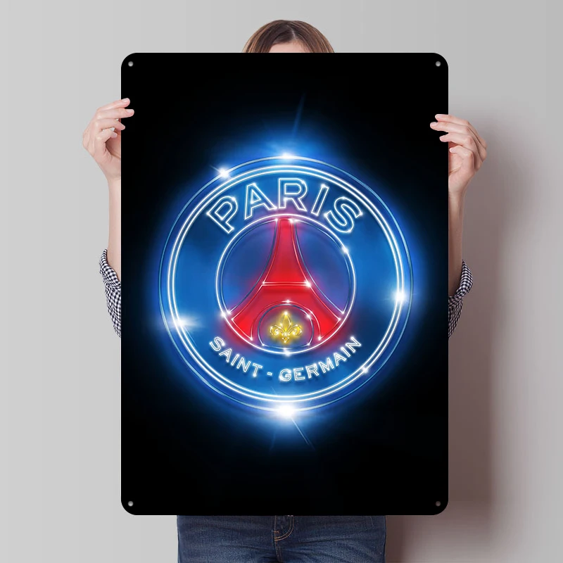 PSG Printed Posters Customizable Wall Art Vintage Retro Metal Tin Sign for Man Cave Aesthetic Room Decor Gamer Decoration Home
