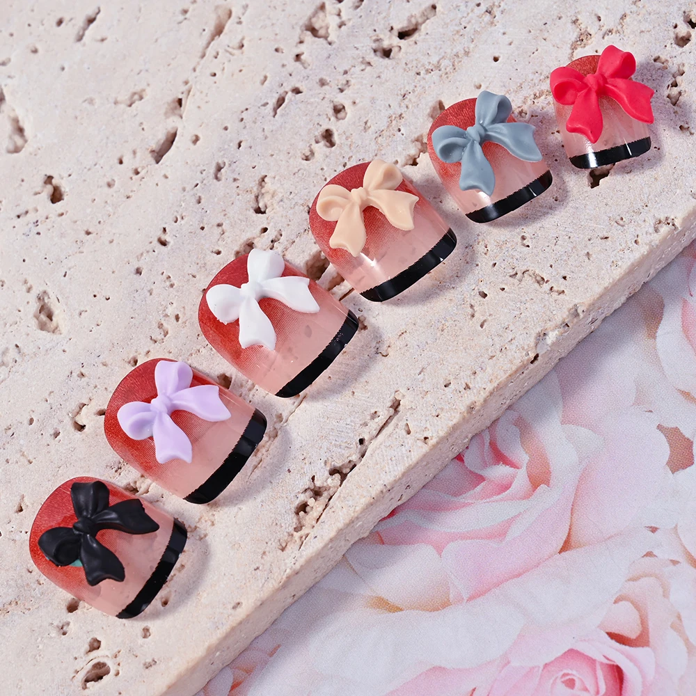 100 Stück 3D schwarze Schleife Nail Art Charms Kawaii Harz Band Bögen Nail Art Dekorationen DIY koreanische Y2K Stil Maniküre Zubehör – Detail 6