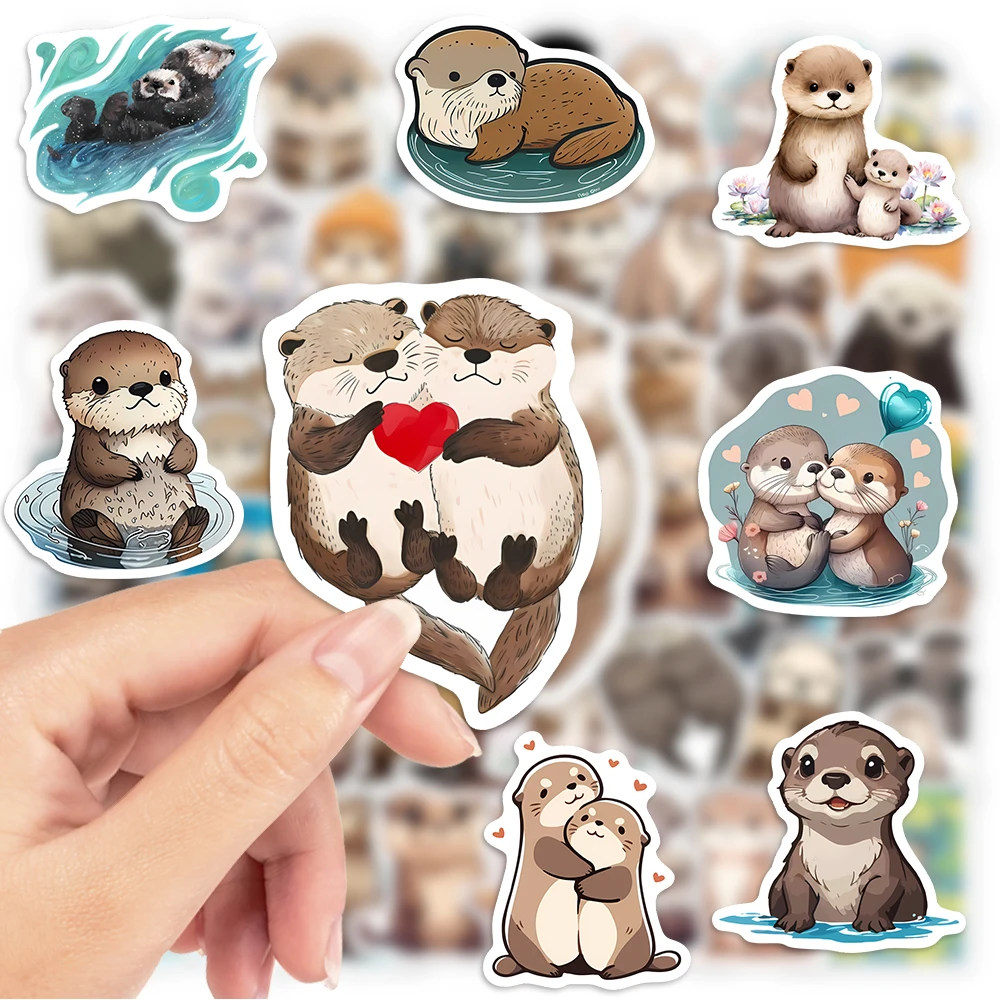 Adorable Cartoon Otter Sticker Set - DIY Gift, Decorative Decals for Laptops, Scrapbooks, Phones, and Bottles, Waterproof