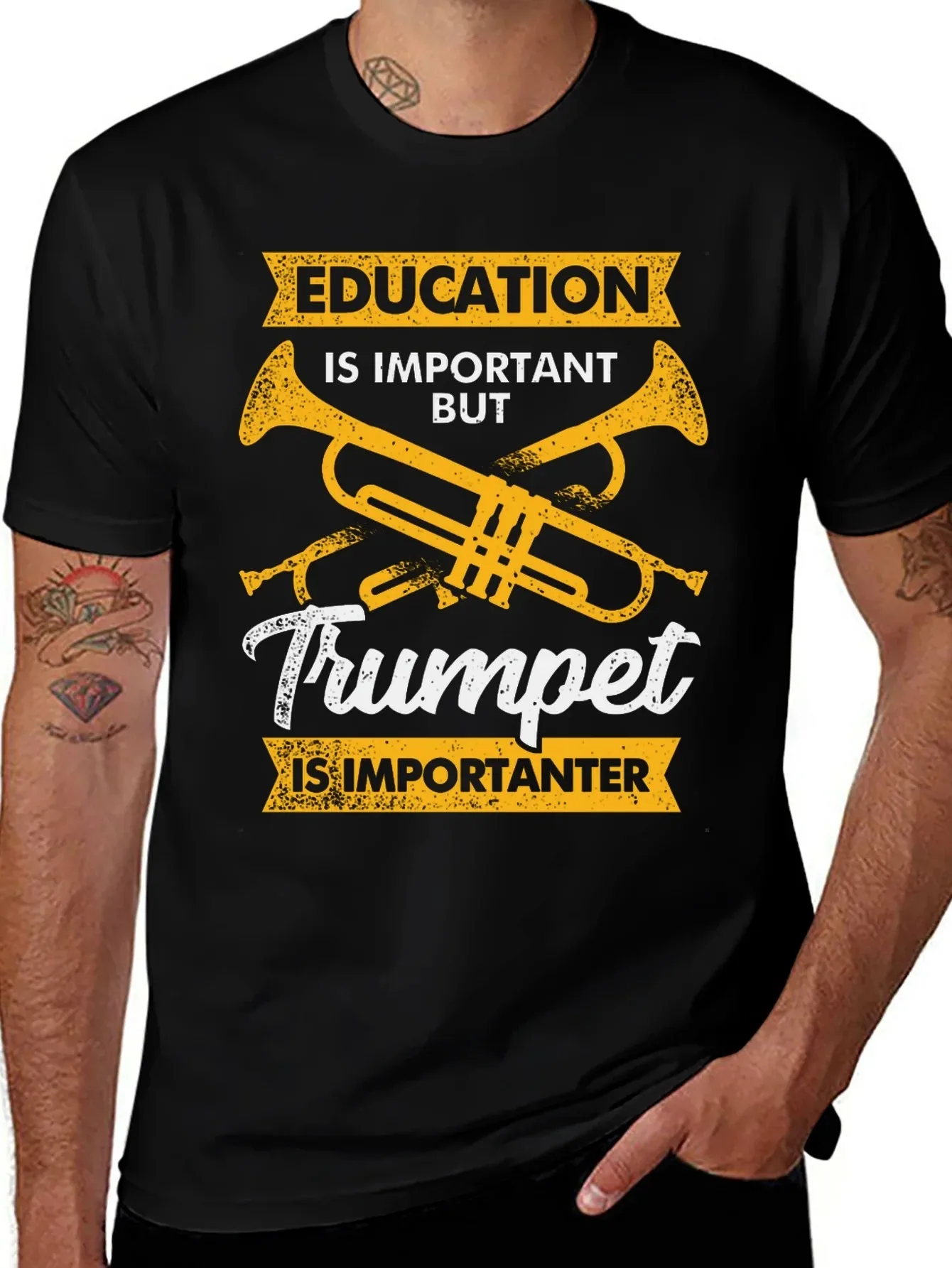 Trumpet Musician Graphic Printing Men's T-Shirt Short Sleeve Cotton Tees Funny Tops Summer Men Shirt Y2k T-shirt Unisex Clothes