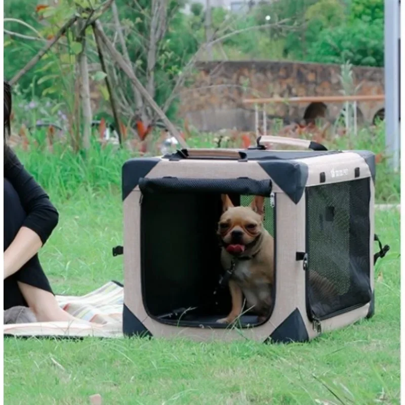 Steel Frame Car Kennel Strong and Durable Dog Trunk Ventilation Multifunctional Dogs Cage Easy Assemble Large Size Safe Folding