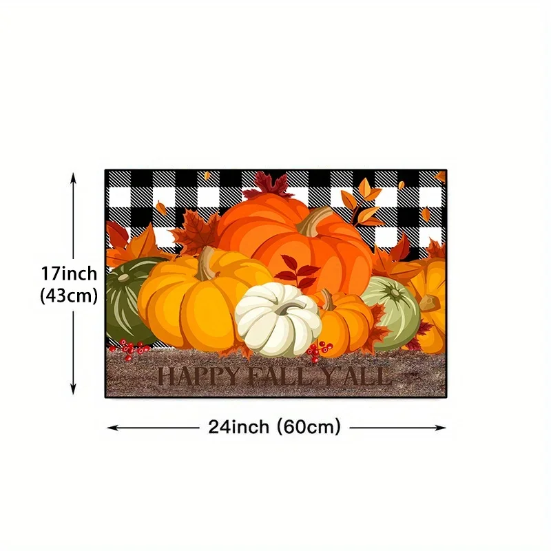 Thanksgiving Pumpkin Maple Leaf Kitchen Floor Mat Decor Carpet for Living Room Bedroom Hallway Balcony Rugs Anti-Slip Doormat 6